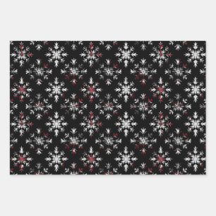 Gothic Spooky Christmas snowflakes Wrapping Paper Sheet