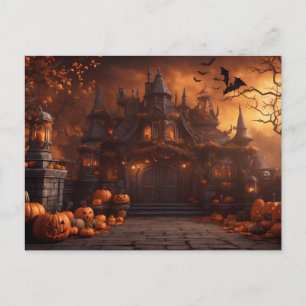 Gothic Spooky Halloween House Scary Mansion Postcard
