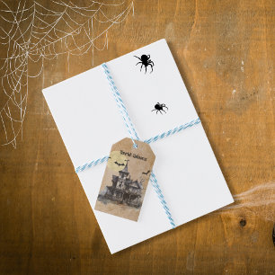 Gothic Spooky Haunted House Halloween Party Gift Tags