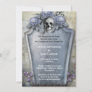 Gothic Spooky Skeleton Halloween Wedding Invitation