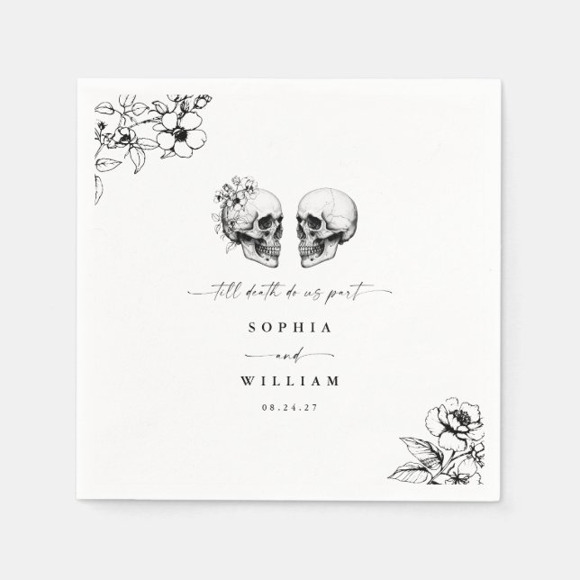 Gothic Spooky Skull Til Death Do Us Part Wedding Napkin (Front)