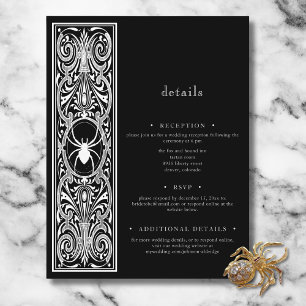 Gothic Spooky Spider Black White Wedding Enclosure Card
