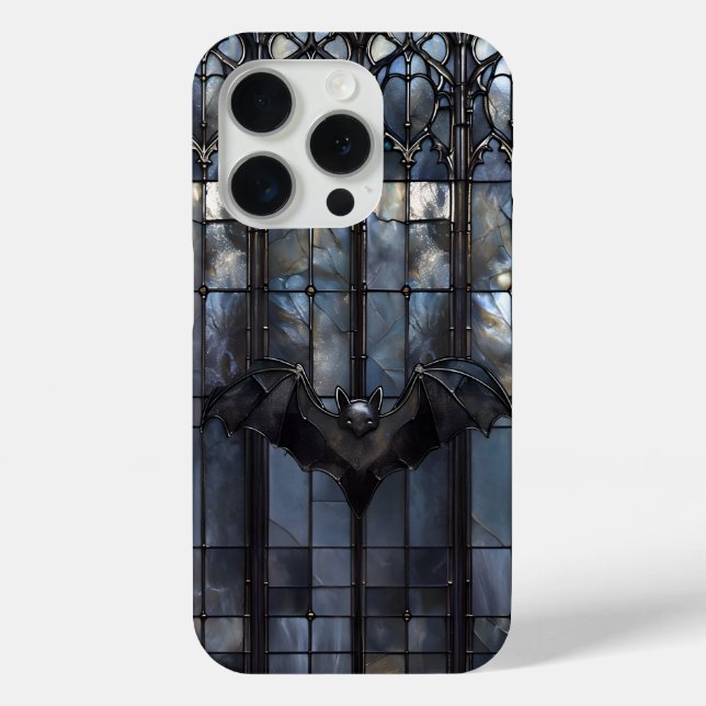 Gothic Stained Glass Bat Phone Case (Back)