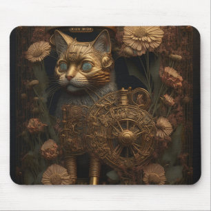 Gothic Steampunk Gold Cat Mouse Mat