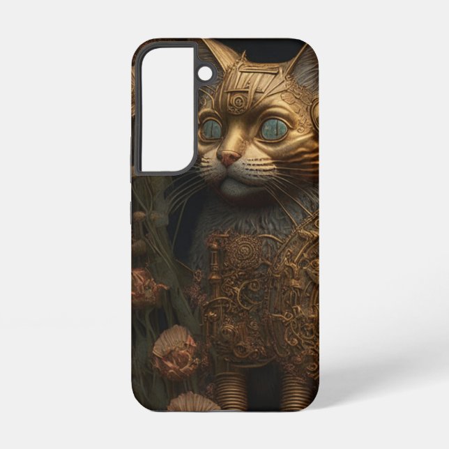 Gothic Steampunk Gold Cat Samsung Galaxy S22 Case (Back)