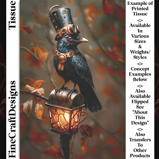 Gothic Steampunk Raven, Lantern, DC2R Decoupage Tissue Paper (Creator Uploaded)