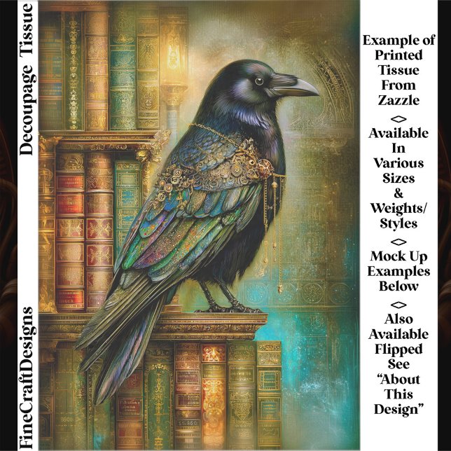 Gothic/Steampunk Raven With Antique Books ET5R Tissue Paper (Creator Uploaded)