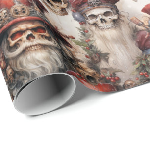 Gothic Steampunk Santa Skulls Christmas Wrapping Paper