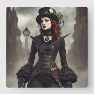 Gothic Steampunk Square Wall Clock