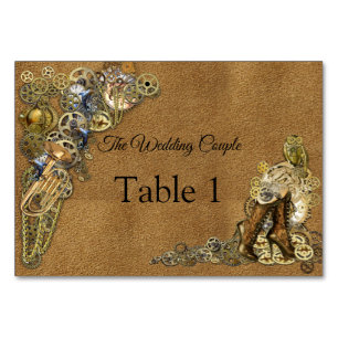Gothic - Steampunk Wedding On Suede Table cards