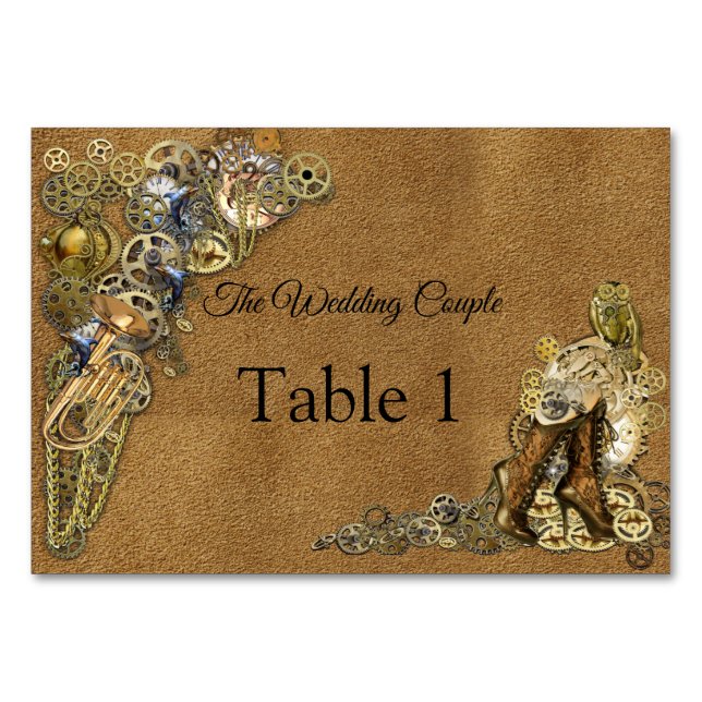 Gothic - Steampunk Wedding On Suede Table cards (Front)
