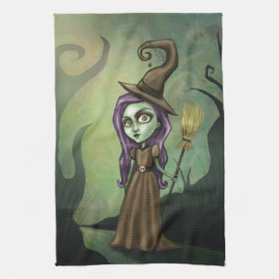 Gothic Steampunk Witch Tea Towel