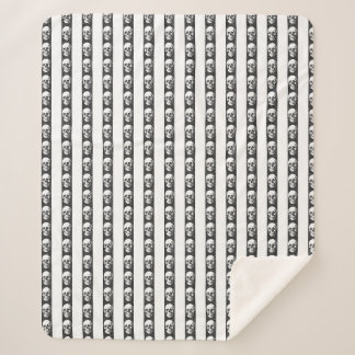 Gothic striped pattern with skulls sherpa blanket