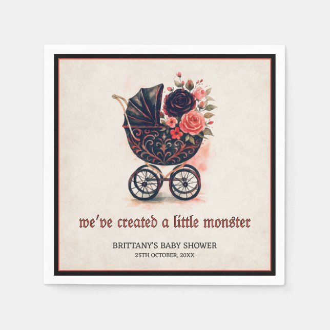 Gothic Stroller Halloween Baby Shower Paper Napkin (Front)
