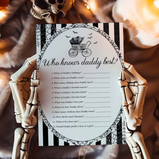 Gothic Stroller Halloween Who Knows Daddy Best (Gothic Carriage Bats Baby Shower Who Knows Daddy Best Game)