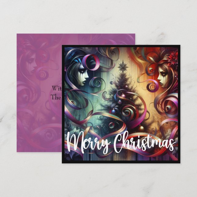 Gothic Style Christmas Tree  Holiday Card (Front/Back)