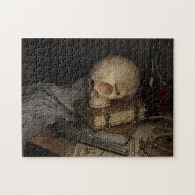 Gothic Style Still Life with Skull Jigsaw Puzzle (Horizontal)