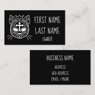 Gothic style sugar skull kitty cat chic business card