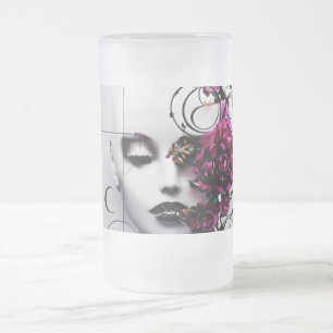 Gothic Style Tiara Art - Fierce Protective Deign- Frosted Glass Beer Mug