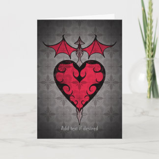 Gothic style vampire staked heart in red and grey holiday card