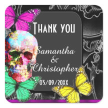 Gothic sugar skull black wedding  thank you