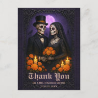 Gothic Sugar Skull Couple Wedding Thank You