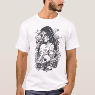 Gothic Sugar Skull Woman Tattoo Art T-Shirt
