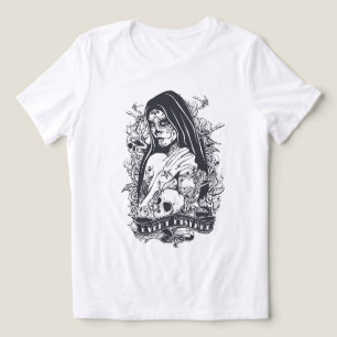 Gothic Sugar Skull Woman Tattoo Art Tri-Blend Shirt