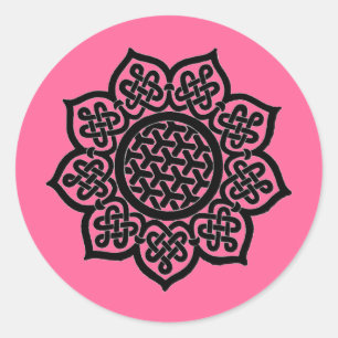 GOTHIC SUN Black Pink Celtic Knots Classic Round Sticker