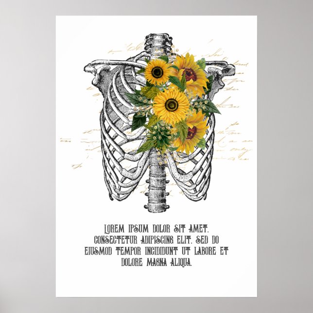 Gothic Sunflower Skeleton Poster (Front)