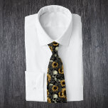 Gothic Sunflower Skull Pattern Tie<br><div class="desc">This design may be personalised in the area provided by changing the photo and/or text. Or it can be customised by choosing the click to customise further option and delete or change the colour of the background, add text, change the text colour or style, or delete the text for an...</div>