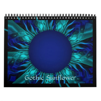 Gothic Sunflower Trippy Floral Art Calendar