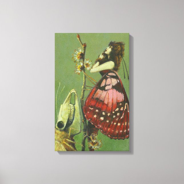 Gothic Surreal Moth And Fairy Canvas Print (Front)