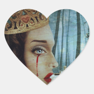Gothic Surreal Unique Collage Sad Queen of Hearts Heart Sticker
