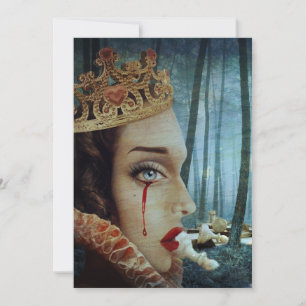 Gothic Surreal Unique Collage Sad Queen of Hearts Invitation