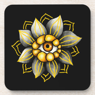 Gothic Surrealist Flower Eye - Dark Cottagecore Di Coaster
