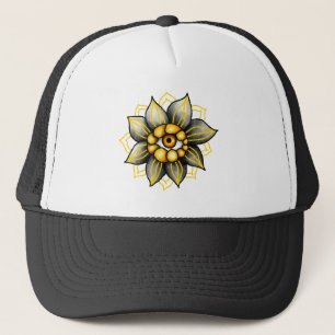 Gothic Surrealist Flower Eye - Dark Cottagecore Di Trucker Hat