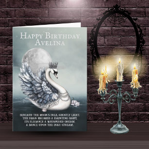 Gothic Swan Birthday Card