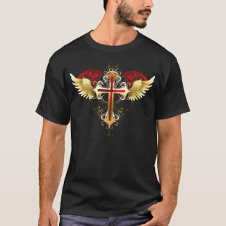 Gothic Tainted Gold Catholic Cross T-Shirt