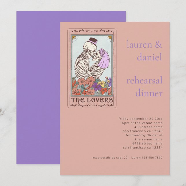 Gothic Tarot Card Lovers Wedding Rehearsal Dinner  (Front/Back)
