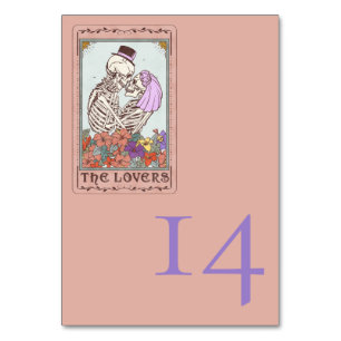 Gothic Tarot Card Lovers Wedding Table Number