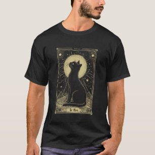 Gothic Tarot Card The Moon Cat Crescent Mystic Art T-Shirt
