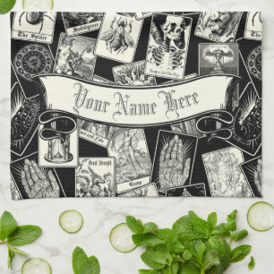 Gothic Tarot Card Victorian Witchcraft Apothecary  Tea Towel