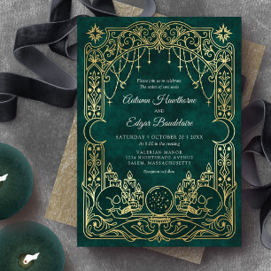 Gothic Tarot Witch Green Wedding Invitation