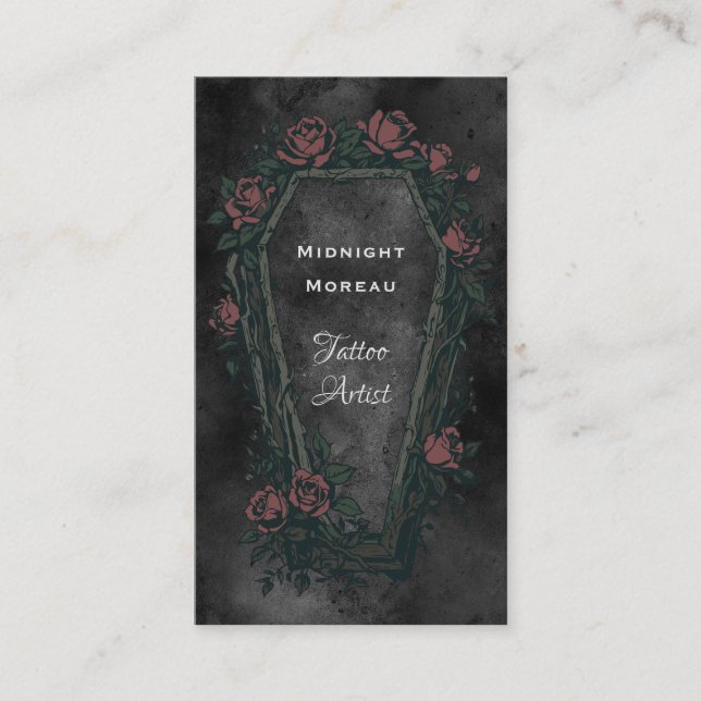 Gothic Tattoo Artist QR Code Business Card (Front)