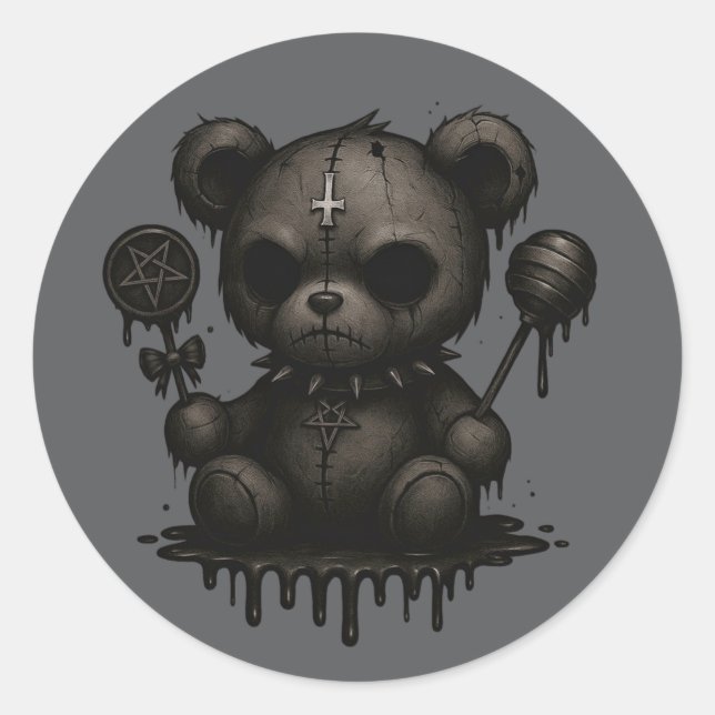 Gothic Teddy Bear Sticker (Front)