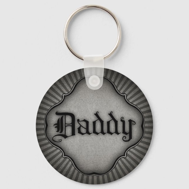Gothic Text Daddy Key Ring (Front)