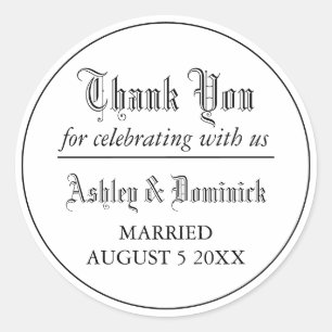 Gothic Thank You Wedding Favor  Classic Round Sticker