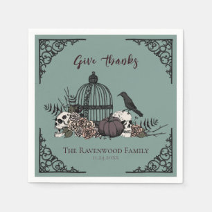 Gothic Thanksgiving Victorian Give Thanks Napkin