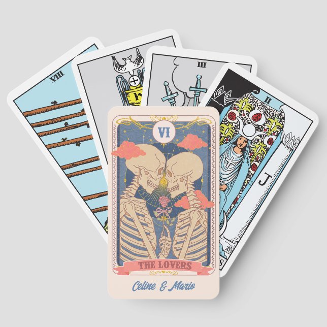 Gothic The Lovers Skeleton Tarot Card Wedding Gift (Back)